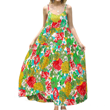 Bohemian Floral Print Dresses Beach Swing Dress